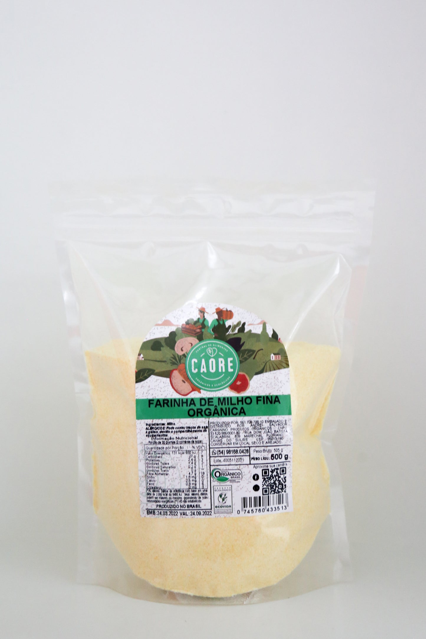 Farinha de Milho Fina Orgânica 500 Gramas