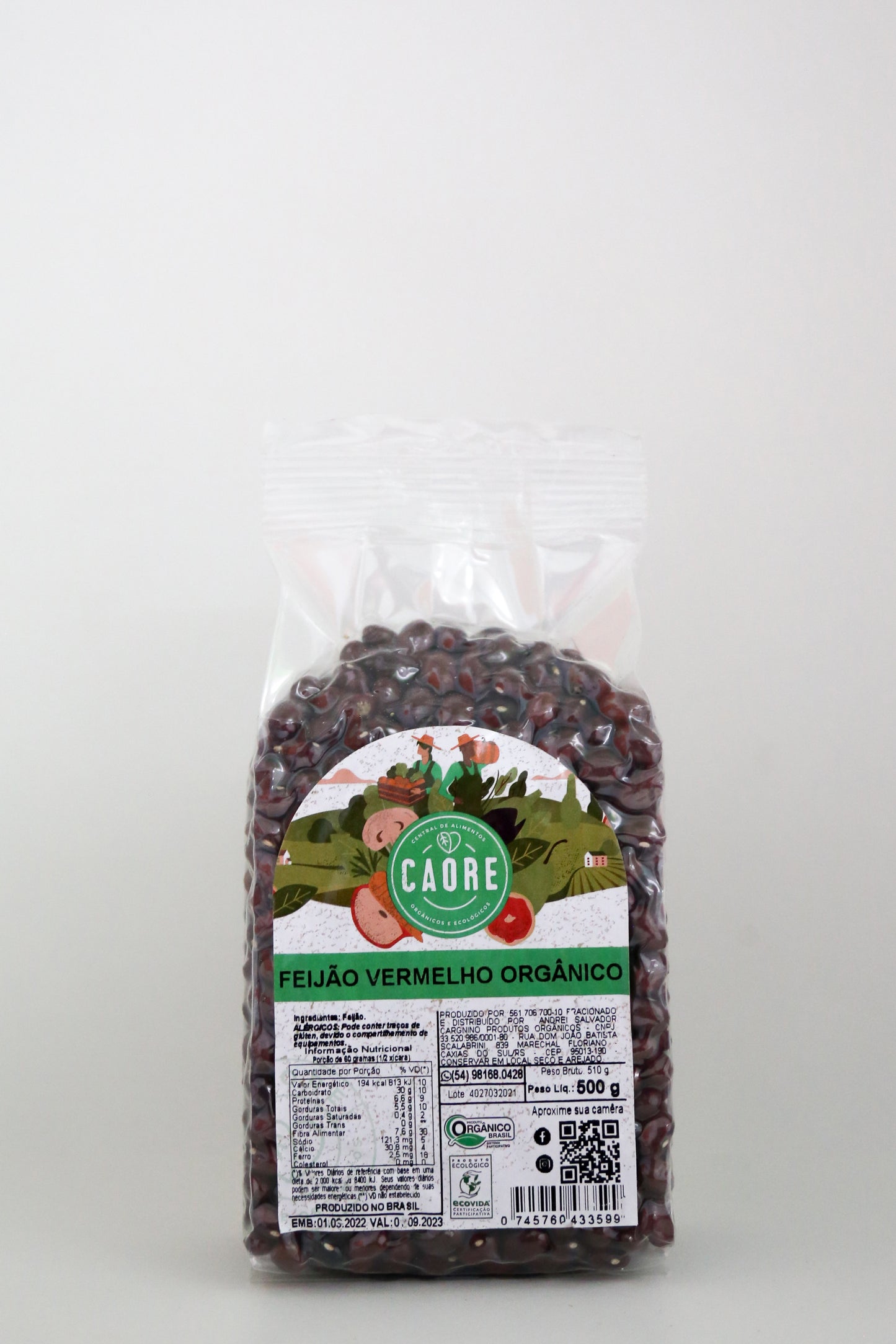 Feijão Vermelho Orgânico 1 Kg | 500 Gramas